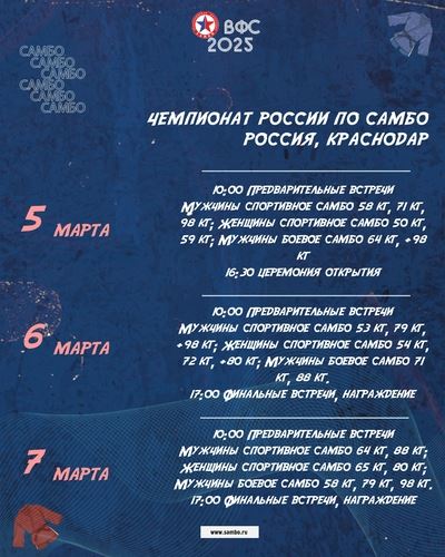Чемпионат России 2025 пройдёт в Краснодаре